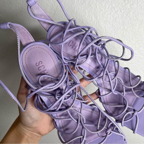 Schutz Heyde Smoky Grape Purple Lace Up Heels Size 6.5 - Picture 3 of 5